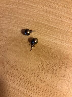 Macy's Iridescent Black Pearl Stud Earrings
